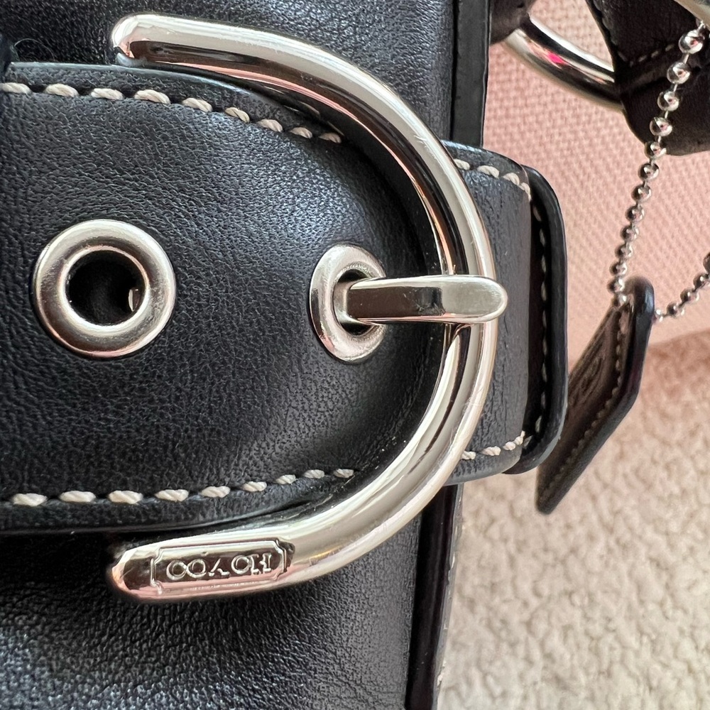 Coach Black Leather Soho Slim Duffle Shoulder/Crossbody Bag with Buckle Details - Picture 6 of 10